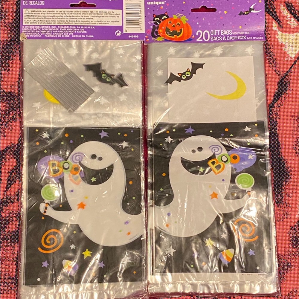 Halloween Party Gift Bags 20 Spooky Ghosts Bats Pouches Goodie Treats